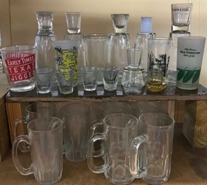 lot 117 image: Beer Mugs, Jiggers, Jelly Glasses