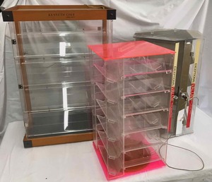 lot 340 image: (3) Revolving Plexi Counter-Top Displays with Keys