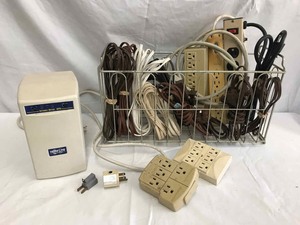 lot 352 image: Asst. Household Extension Cords, Power Supply, Asst. Plugs, Wire Basket