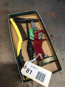 lot 81 image: Welding Tools Chipping Hammer, Wire Brush, Magnetic Holder, Etc.