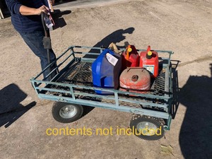 lot 14 image: Cart with Folding Sides, Pneumatic Wheels