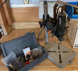 lot 50 image: Craftsman Variable Speed Rotary Tool with Stand, Accessories