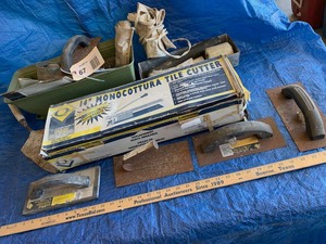 lot 67 image: Tile Cutter, Trowels, Etc.